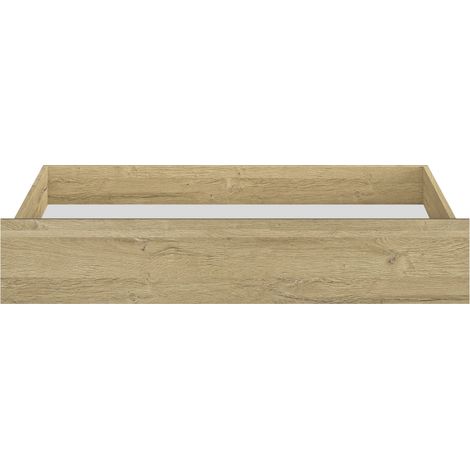 Tiroir de rangement pour lit 160 cm – Chêne doré – Avec roulettes pour déplacement facile – Chant à 45° pour prise en main confortable – Gami