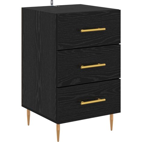 Maison Exclusive - Armadio da Notte Rovere Nero 40 x 40 x 66 cm Legno multistrato