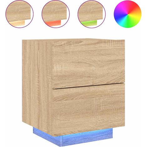 Maison Exclusive - Nachttisch mit LED-Leuchten Sonoma Eiche Holzw