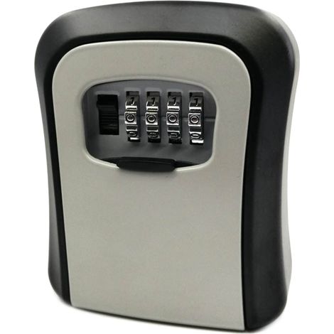 Caja fuerte mural de aleación de aluminio con cerradura de combinación de 4 dígitos, impermeable, portátil, para llaves de casa, tarjetas de identificación y memorias USB. (1/5)