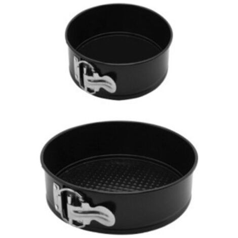 2PCS Moule à Gâteau(4"/ 7"), Moule a Gateau Rond 2 Étages, Moulle à Gâteau Rond Noir en Acier au Carbone, Moule à Gâteau à Charnière pour Faire Gâteaux/ Pizzas/ Pain (11CM+18.5CM)