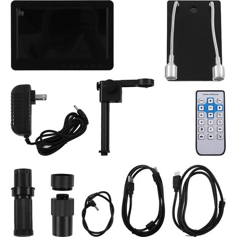 Microscope numérique 7 pouces 26MP 1080P, zoom 8X-150X à grossissement continu, objectif pour recherche scientifique, alimentation AC100-240V avec prise US (1/5)