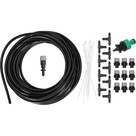 Système d'arrosage automatique par brumisation pour jardin, comprenant un tuyau et un arroseur. Kit de micro-irrigation. (1/5)