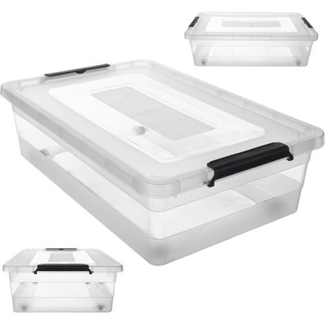 KADAX Aufbewahrungsbox mit Deckel, Spielzeugkiste, robuster Kunststoffbehälter mit Klickverschluss,