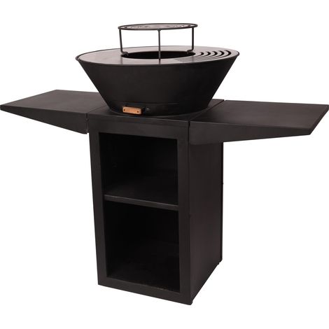Barbecue con piastra rotonda, grill e supporto PURLINE EFP57B