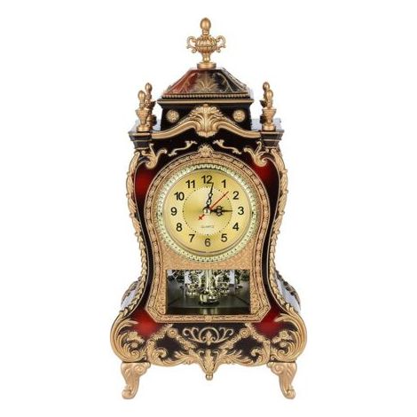 Horloge de Table en plastique de Style Vintage, réveil de bureau décoratif Antique pour maison, hôtel (rouge brunâtre)