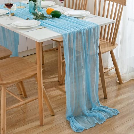 3 m x 90 cm, Himmelblau, Azurblauer Tischläufer - für Hochzeiten, C