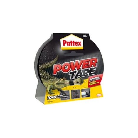 Pattex Power Tape, Ruban adhésif noir extra fort pour charges lourdes, Bande adhésive toilée tous supports, Rouleau adhésif étanche de 48 mm x 25 m