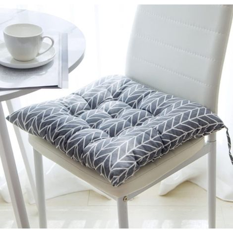 Lot de 2 coussins de chaise de salle à manger, de jardin et de cuisine avec attaches gris (1/4)