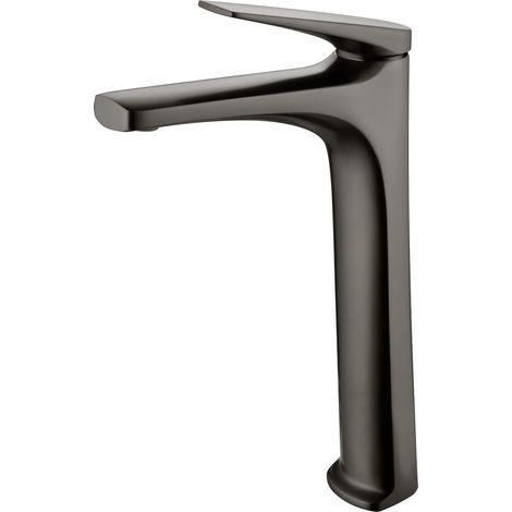 Grifo monomando con caño alto para lavabo fabricado en latón con acabado negro metalizado Delos de Imex (1/4)