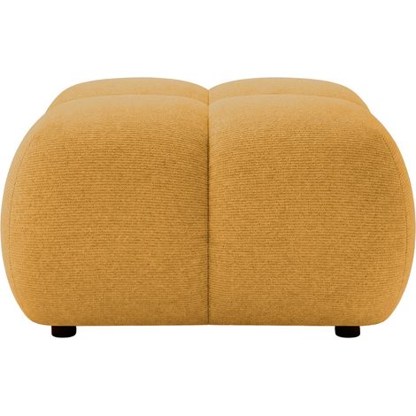 CONSTANCE - Pouf en tissu chenille Moutarde 72x72x43.5 cm