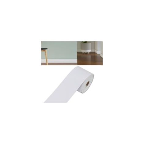Plinthe souple autocollante 5 m, largeur 10 cm, profilé de transition pour sol, plinthes, plafonds muraux, aspect bois marbré,Lot de 2 (blanc)