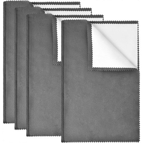 Lot de 4 chiffons de nettoyage pour bijoux, grand format 25 x 30 cm, pour bijoux en argent sterling, or, diamants, platine, pierres précieuses et pièces de monnaie (gris foncé) (1/5)
