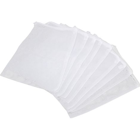 Lot de 10 sacs filtrants pour aquarium avec fermeture éclair, réutilisables, à mailles fines, pour charbon actif, anneaux céramiques et fibre de tourbe. (1/5)