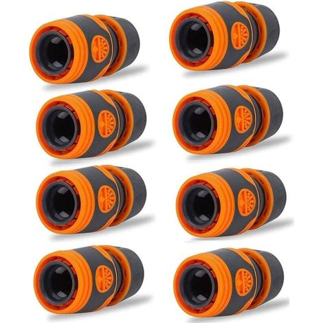 8 Pièces Hose Connector, Raccords D'Arrosage Rapides Ensemble Pour Tuyau D'Arrosage 1/2" Tuyau Rapides Raccord Raccord Rapide D'Extrémité Raccords Pour Le Début Du Tuyau (1/4)
