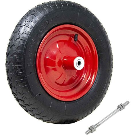 Ruota Pneumatica per Carriola 35 cm Gomma 3.50-8 + Asse Lungo 210 mm Incluso