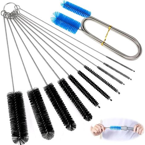 11 Pièces Mini Goupillon Nettoyage, Goupillon Paille Goupillon, Nettoyage Aquarium pour Tuyau, 180 cm + 10 Brosse Flexible Différentes Tailles Brosse Flexible pour Bouteilles D'aquarium et Cuisine (1/5)