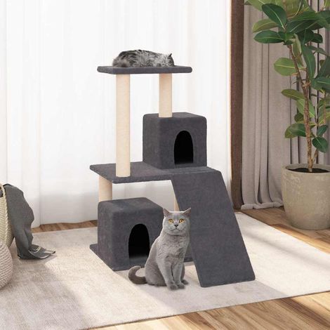 vidaXL Arbre à chat avec griffoirs en sisal Gris foncé 82 cm (1/5)