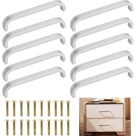 10 poignées de cuisine universelles en acier/aluminium - 20 vis incluses