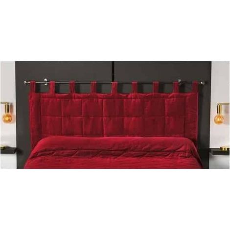 Homemaison – Tête de lit matelassée rouge 70x160cm – 55% polyester, 27% coton, 18% lin – 9 brides – Lavable à sec