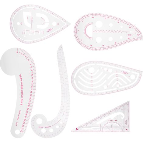 6pcs Sewing Curve Ruler Plastic French Metric Ruler Grading Clothing Design Ruler (1/5)
