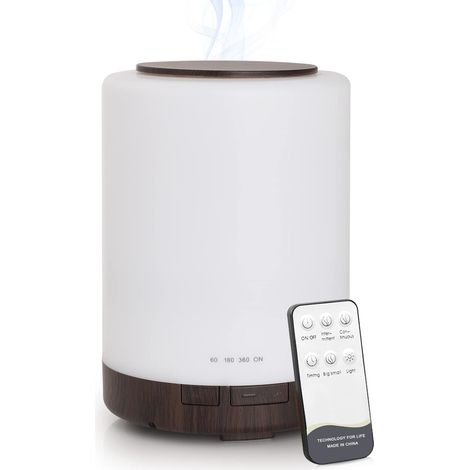 Ätherisches Öl-Diffusor, 300 ml Ultraschall-Aroma-Diffusor, Kaltnebel-Luftbefeuchter mit Fernbedienung, automatischer Abschaltung bei niedrigem Wasserstand, einstellbarer Nebelmodus, 7 Farben, 3 Timer
