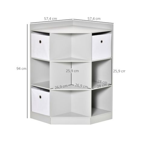 Kindereckregal mit 9 Fächern und 3 Aufbewahrungsboxen, grau, 57,4 x 57,4 x 94 cm HAVRYA (1/5)