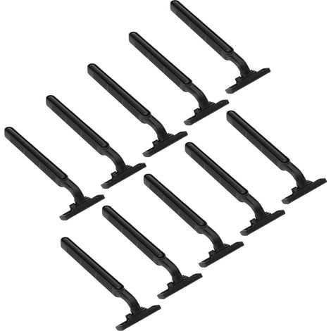 Lot de 10 tondeuses jetables antidérapantes à double lame en acier, outil de coupe manuel pour hôtels, noir (1/5)