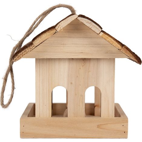 Mangeoire à Oiseaux Cabane en Bois Marron pour Nourrir les Oiseaux du Jardin 19 x 18 x 19 cm - PANGIVO (1/5)
