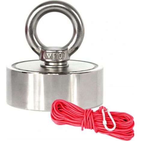 Poignée latérale magnétique en néodyme 240 kg pour recherche + gants + corde (1/5)