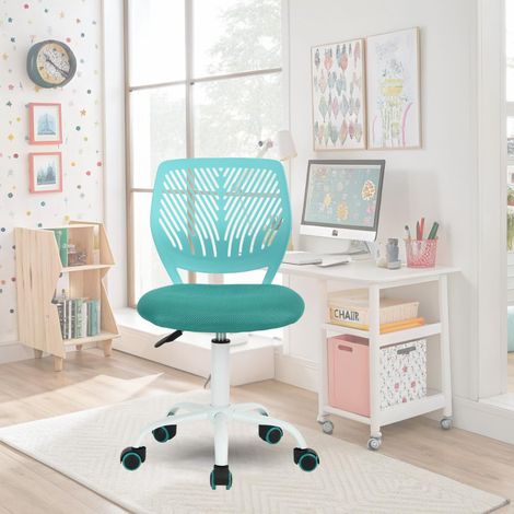 Chaise de Bureau Colourée, Siège Ergonomique Pivotante à Hauteur Réglable pour Ordinateur, roulettes à 5 Branches, Chaises et Tabourets à Domicile, Siège de Travail, Turquoise (1/2)