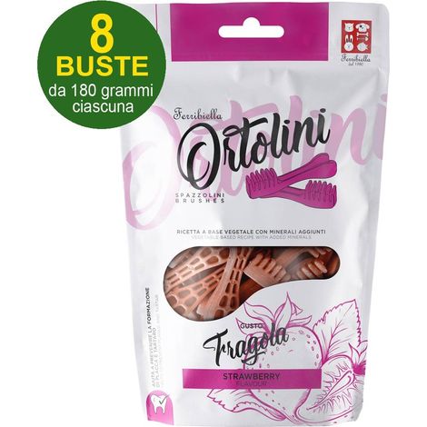 Snack Bars pour chiens Ortolotti goût fraise Petit format 8 paquets de 180 g chacun