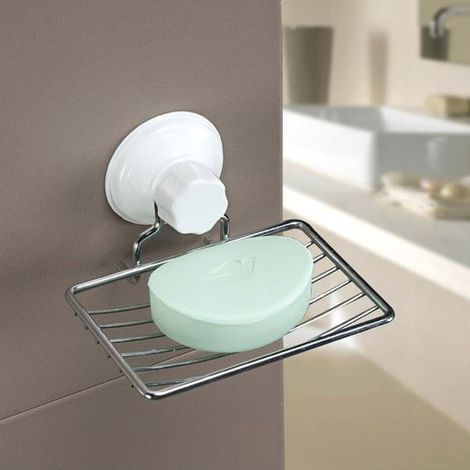 Trade Shop - Jabonera Con Ventosa De Pared Para Baño En Acero - (1/5)
