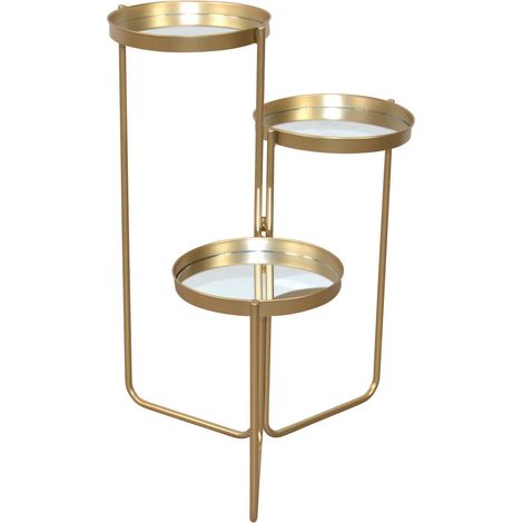 Jardineras modernas con estructura de tubo de acero de 3 niveles color dorado 050000182