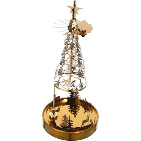Bougeoir Rotatif Forme de Sapin avec Présentoir pour Bougies Chauffe-Plat Décoratif pour Mariage Noël et Intérieur (1/5)