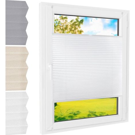 Store plissé à fixation par pince [Blanc, 85 x 220 cm] pour portes et fenêtres, installation facile sans perçage. Offre une intimité et une protection optimales, ainsi qu'une protection solaire idéale (1/5)