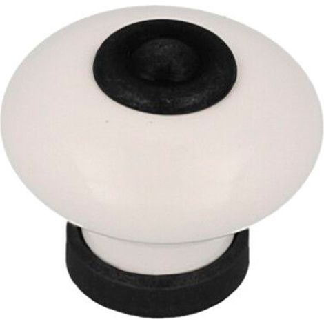 Bouton De Meuble, Modèle 824, En Porcelaine Et Métal Avec Finition Noir Mat Et Blanc, ø31 Mm