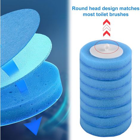 Lot de 8 têtes de rechange pour brosse de toilettes rechargeable, éponge jetable avec nettoyant intégré, accessoire de nettoyage WC à usage unique (1/5)