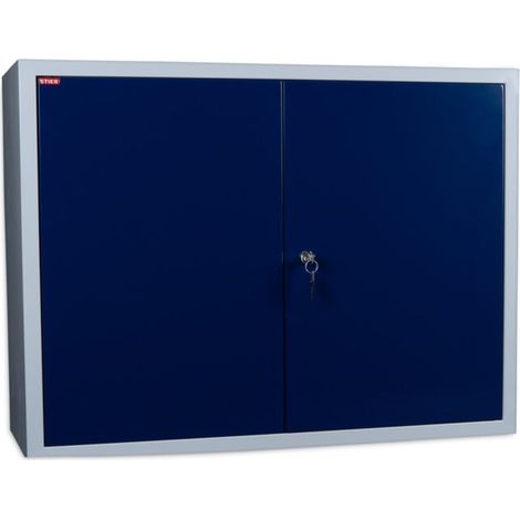 Armoire murale STIER, rangement sûr et peu encombrant, bleu (1/2)