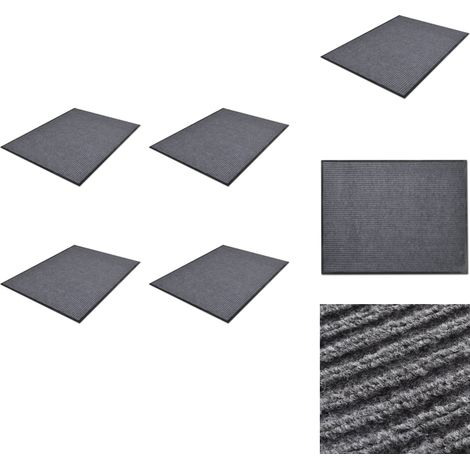 Paillassons 4 pcs PVC Gris 90x60 cm - Tapis D'entrée - Paillasson Intérieur - Antidérapant - Pvc - Gris (1/5)