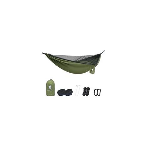 Hamac d'extérieur avec moustiquaire, capacité de charge de 300 kg pour camping, randonnée, survie, voyage, jardin (1/5)