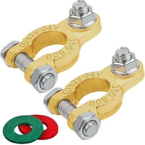 1 Paire Cosse Batterie Bornes 12V 24V de Batterie Connecteurs pour batterie de voiture - Bornes de raccordement universelles pour voiture, bateau, camping-car, caravane (1/4)