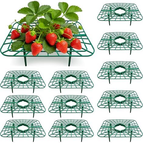Ortviai 12 Pièces Support Fraisier, Support Fraises Réutilisable, Solide Tuteur Fraisier 4 Pieds Stables, Anti-Moisissure & Ravageurs, Amovible Support pour Protection Fraisiers Fleur Légume