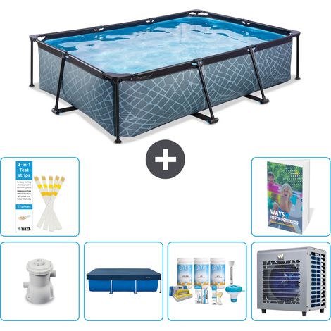 Exit Pool Rechteckig - Steinoptik - 300x200x65 cm - 7-teilig  S264 (1/5)