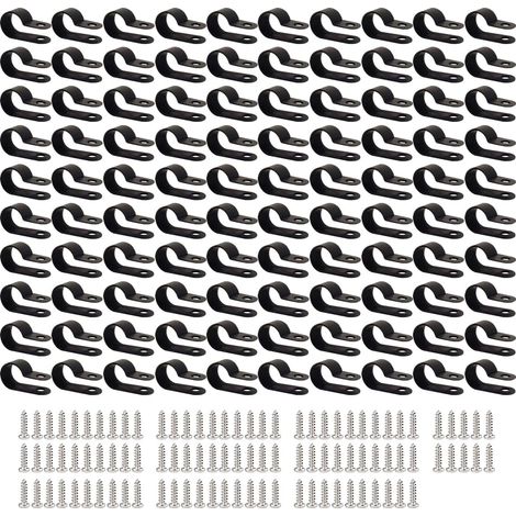 100 attaches de câble en nylon de type R de 12 mm, serre-câbles à vis en nylon, pour la gestion des câbles (avec 100 vis) (1/5)