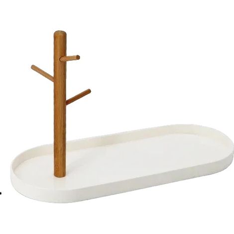 Vassoio portaoggetti in bambù ecologico, design giapponese, ovale, bianco (1/2)