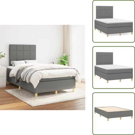 Boxspringbett mit Matratze Dunkelgrau 120x200 cm Stoff - Boxspringbett - Doppelbett - Bettenrahmen - Matratze - Nachttisch (1/5)