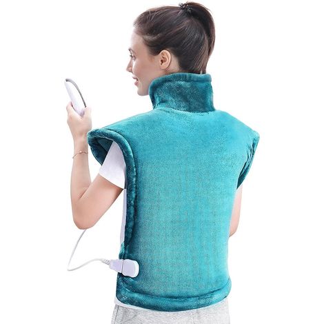 Termoforo elettrico per schiena, spalle e collo, coperta elettrica 60 x 90 cm con 5 livelli di temperatura, spegnimento automatico 60/120 min, protezione da surriscaldamento, lavabile in lavatrice