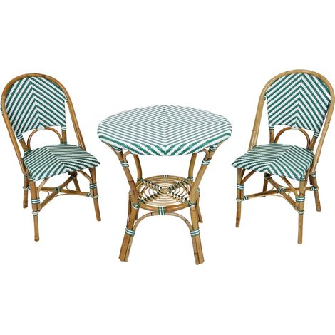 AXI – Ensemble table et chaise de jardin – 2 chaises et 1 table – Rotin naturel et PVC – Design vintage – Mobilier léger et résistant aux intempéries (1/5)