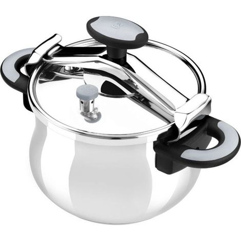 BRA New Star Express Cooker de 6 Litre Bridge Cooker, Made of 18/10 Stainless Steel, With 2 Systems de Pressure Safety and de Locking System de Opening, Suitable for All Types de Cookers